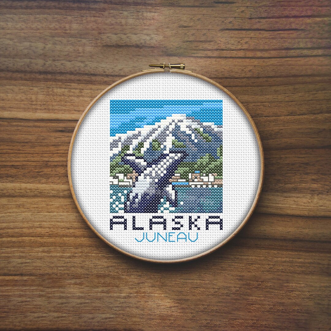 Alaska Juneau City Cross Stitch Pattern, Mini Cross Stitch Pattern