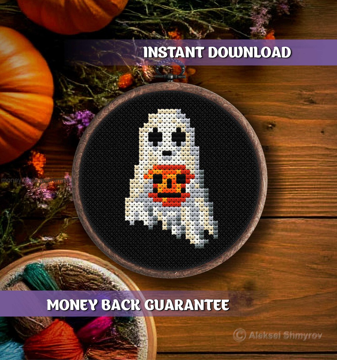 Halloween Ghost Cross Stitch Pattern Download Spooky Cross Stitch ...