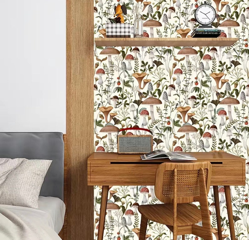 Peel and Stick Lemon Bird Wallpaper boho Mcm Home Diy Wall - Etsy