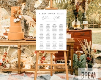 Wedding Seating Chart Template (18x24 & 24x36), Editable, Canva Template, Modern, Elegant, Printable Seating Chart, Calligraphy, TD01