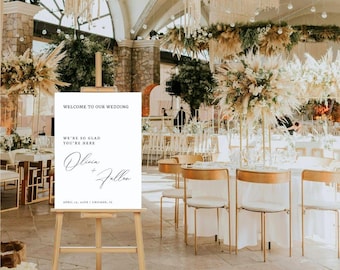 Wedding Welcome Sign Template (18x24 & 24x36), Editable, Canva Template, Modern, Elegant, Wedding Poster, Calligraphy, TD01