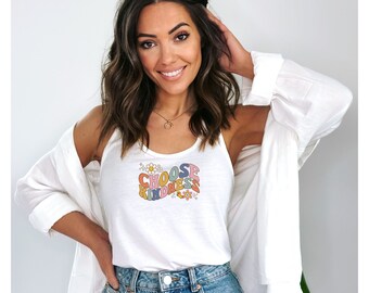 Choose Kindness Tank Top, Retro Groovy Racerback Tank for Women,  Kindness Awareness, Positivity Message, Good Vibes Tee