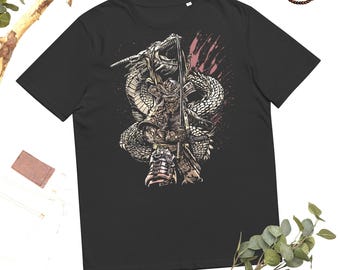 Dragon Samurai T Shirt Japanese Warrior Shirt Katana Fighter Dragon Art Tee Anime Streetwear Graphic Unisex Gift Idea