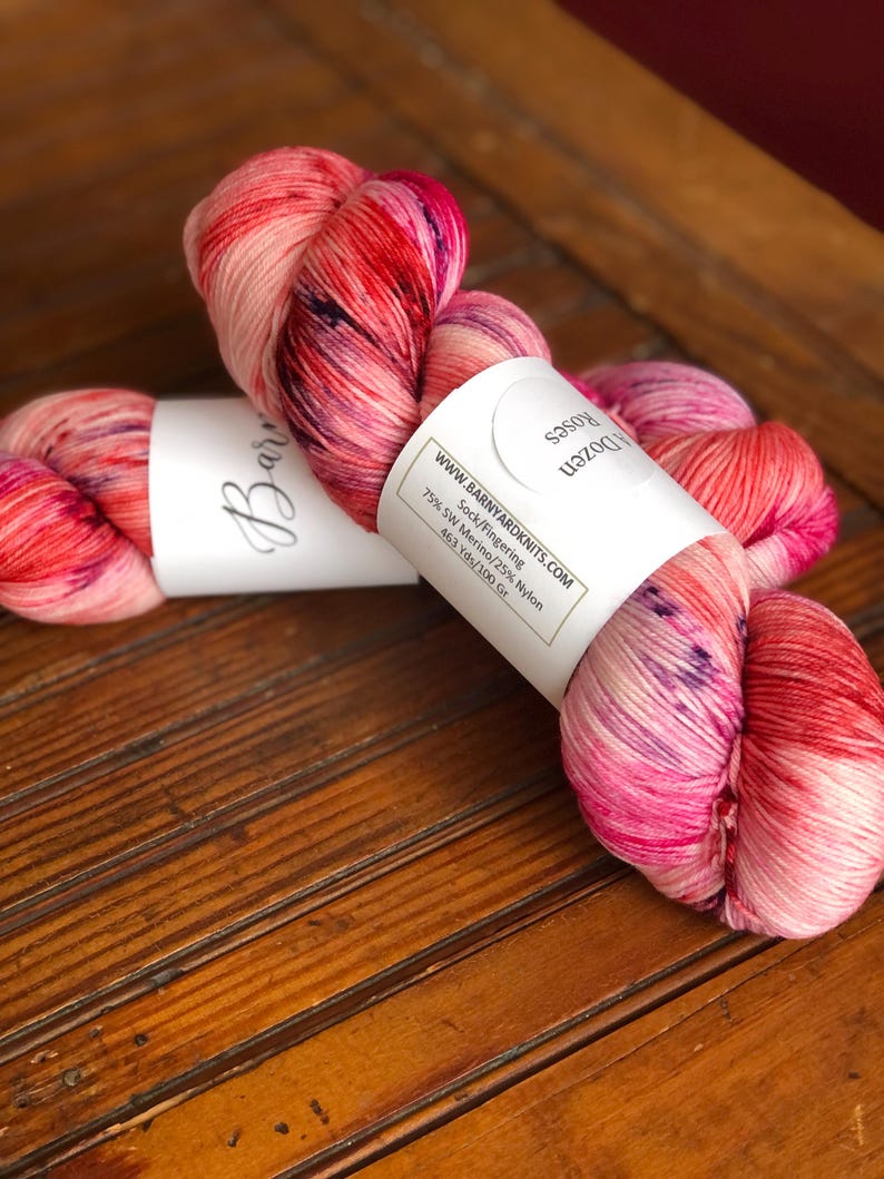 DESTASH - Barnyard Knits Fingering Weight Yarn - Colorway Dozen Roses ...