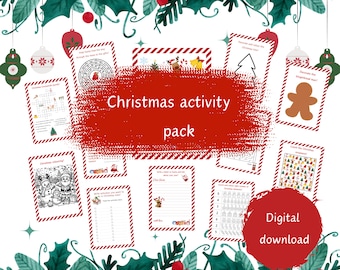 Winter activity pack - Christmas Activities Printable  - 20 Fun & Colourful Holiday  pages, Kid's activity book, Digital Download