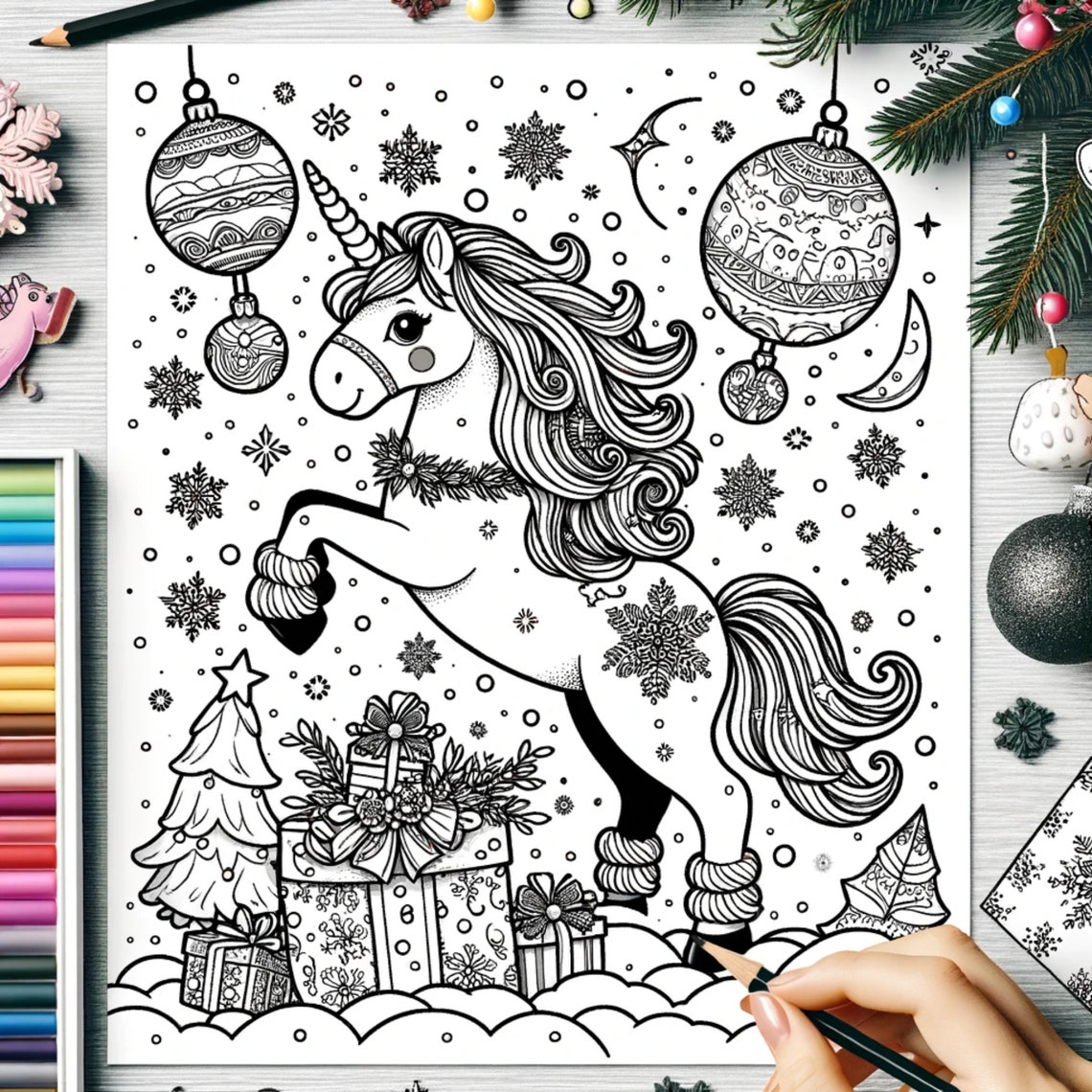 Unicorn 25 Christmas Coloring Pages, Winter Coloring Pages, Christmas ...