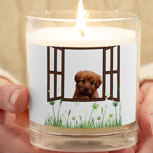 Candle Gift for dog lover candle  Gift for mom candle Gift for dad gift for dog park friend Candle Doggie in a Window - Spring gift Ideas