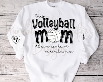 This Volleyball Mom Wears her Heart on her Sleeve/ PNG/ DTF/ Sublimation