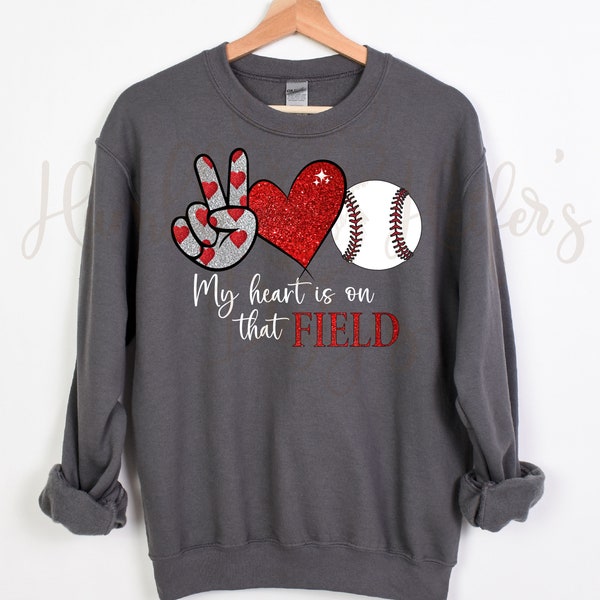 My Heart is on That Field/ Baseball/ PNG/ 2 files, white letters and black letters/ Digital download