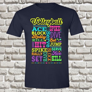 Volleyball/ 5 files/5 color combos/ PNG/ Digital Download/ T-shirt Design for sublimation, DTF, DTG, White Toner