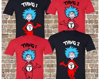 Thing 1 Thing 2/ 4 Files/ For red or black shirt/ Dr. Seuss/ Thing 1/ Thing 2/ PNG/ Digital Download/ T-shirt Design/ DTF/ Sublimation