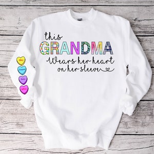 Grandma Wears her Heart on her Sleeve/ Valentine Digital Download PNG/ 2 separate files