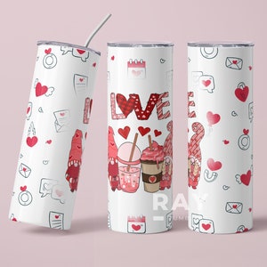 Valentine&#39;s day Tumbler, Pink Heart Design, Skinny Tumbler 20 oz Stainless steel tumbler, Valentine Love quote, Seamless Sublimation
