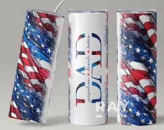 Personalized Dad Tumbler, USA Flag, Father's Day Gift