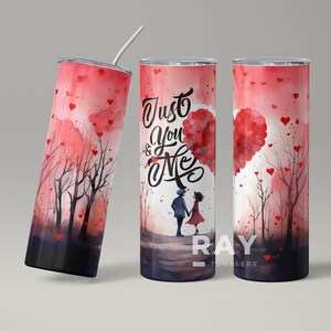 Valentine&#39;s day Tumbler, Gift for Her, Hearts Tumbler, Valentines Cup, Skinny Tumbler 20 oz Stainless steel tumbler, Valentine Love quote