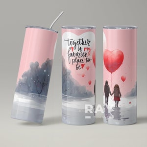 Valentine&#39;s day Tumbler, Gift for Her, Hearts Tumbler, Valentines Cup, Skinny Tumbler 20 oz Stainless steel tumbler, Valentine Love quote