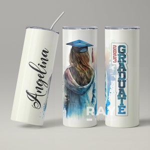 Personalized Class of 2023 Graduation Gift, Custom Name, Gift For Her, High School College Senior, Watercolor Design, 20 oz Skinny Tumbler