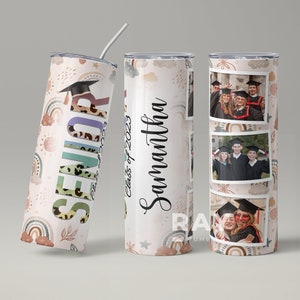 Personalized Class of 2023 Graduation Gift, Custom Name, Gift For Her, High School College Senior, Custom Photo Tumbler, 20oz Skinny Tumbler