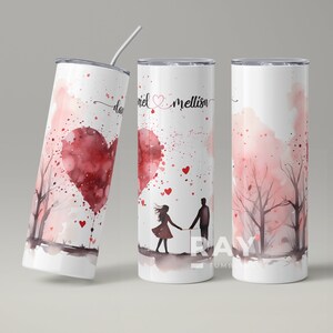 Valentine&#39;s day Tumbler, Gift for Her, Hearts Tumbler, Valentines Cup, Skinny Tumbler 20 oz Stainless steel tumbler, Valentine Love quote