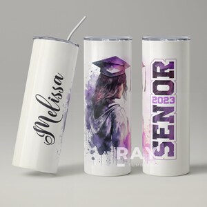 Personalized Class of 2023 Graduation Gift, Custom Name, Gift For Her, High School College Senior, Watercolor Design, 20 oz Skinny Tumbler