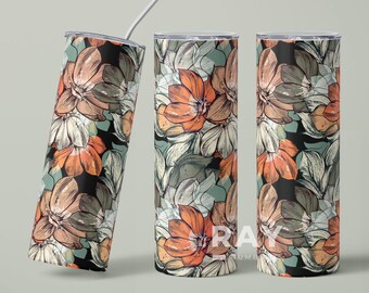 Flower Print Tumbler Design, Earthy Boho Floral Tumbler, 20 oz Mug, Floral Tumbler, Flower Garden Lover Gift, Botanical print Tumbler