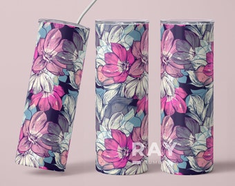 Flower Print Tumbler Design, Earthy Boho Floral Tumbler, 20 oz Mug, Floral Tumbler, Flower Garden Lover Gift, Botanical print Tumbler