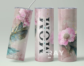 Mom Tumbler With Names, Mom Gift Personalized, Mom Tumbler Cup, Mom Gift From Kids, Mom Tumbler Cup Personalized, 20 oz Skinny Tumbler