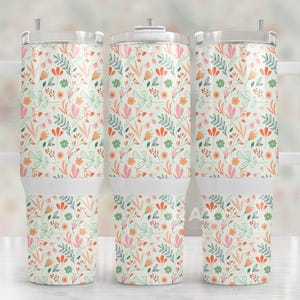 40 Oz Wildflower Tumbler with Handle, 40oz Floral Tumbler, 40oz Custom Floral Cup, Gift For Her, 40oz Cup Floral, Floral Tumbler with Straw