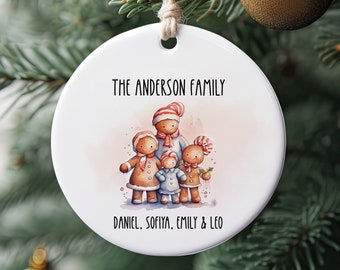 Ornamento familiare personalizzato, Ornamento natalizio familiare personalizzato, Regalo di Natale, Ricordo di Natale, Decorazione dell'albero di Natale, Famiglia di 4 persone