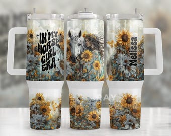 Western Girl with Horse 40 oz Tumbler With Handle lid and Straw, In My Horse Girl Era, Horse Gifts For Women, Gifts For Her, Birthday Gift