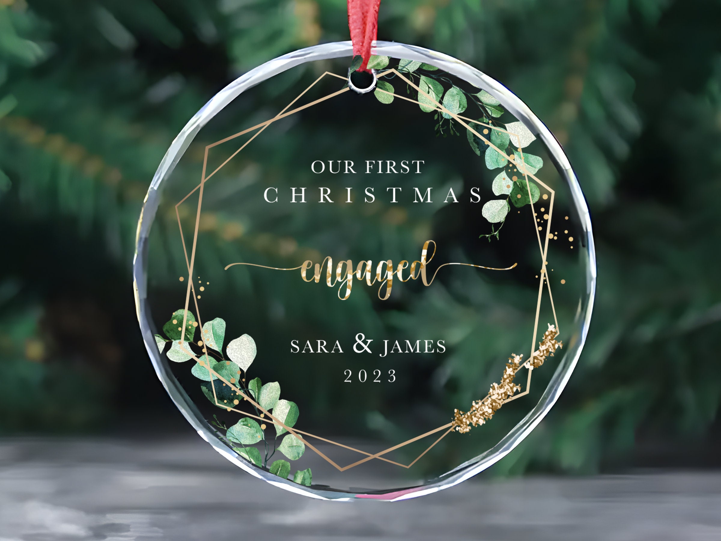 Boule De Noël Personnalisable Avec Photo - Cristal Transparent, Gravure Durable - Cadeau Souvenir Pour Couple, Famille, Amis