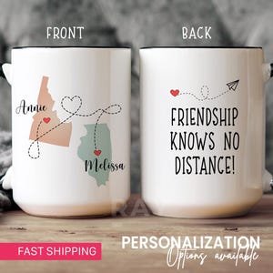 Fernfreundschaftsbecher Benutzerdefinierte Zustand zu Zustand Bester Freundbecher Geschenkbecher Personalisieren Sie Fernbecher Benutzerdefinierte Bestie-Kaffeebecher BFF Geschenk