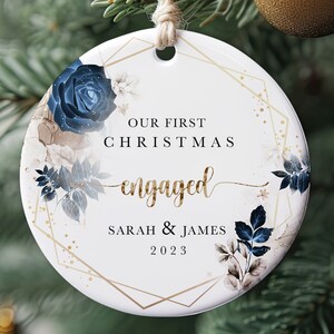 Personalized First Christmas Ornament, Custom Engaged Couple Ceramic Ornament Decoration, Couples Keepsake, Christmas Tree Decoration