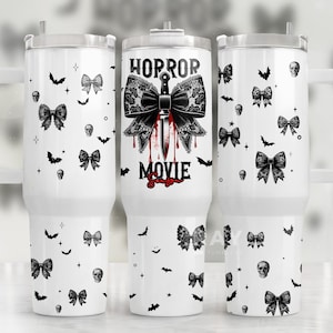 40oz Horror Movie Season Tumbler Scary Movie Travel Mug 40oz Travel Tumbler 40oz Halloween Tumbler Halloween Gift For Her Tumbler with Straw