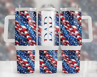 Personalized Dad Tumbler With Kids Names, Fathers Day Gift, USA Flag Tumbler, American flag, Dad Gift From Kids, 40 oz Tumbler, Gift for Him