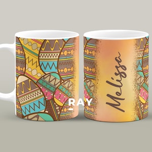 Personalised Easter Mug Design, Custom Name Easter Mug, Boho Design, Easter Egg Mug, 11 & 15 Oz Mug, Gift For Her, Easter Ceramic Mug