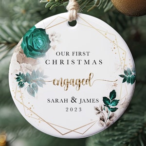 Personalized First Christmas Ornament, Custom Engaged Couple Ceramic Ornament Decoration, Couples Keepsake, Christmas Tree Decoration