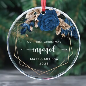 Personalized First Christmas Ornament, Custom Engaged Couple Crystal Glass Ornament Decoration, Couples Keepsake, Christmas Tree Decoration