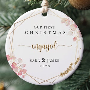 Personalized First Christmas Ornament, Custom Engaged Couple Ceramic Ornament Decoration, Couples Keepsake, Christmas Tree Decoration