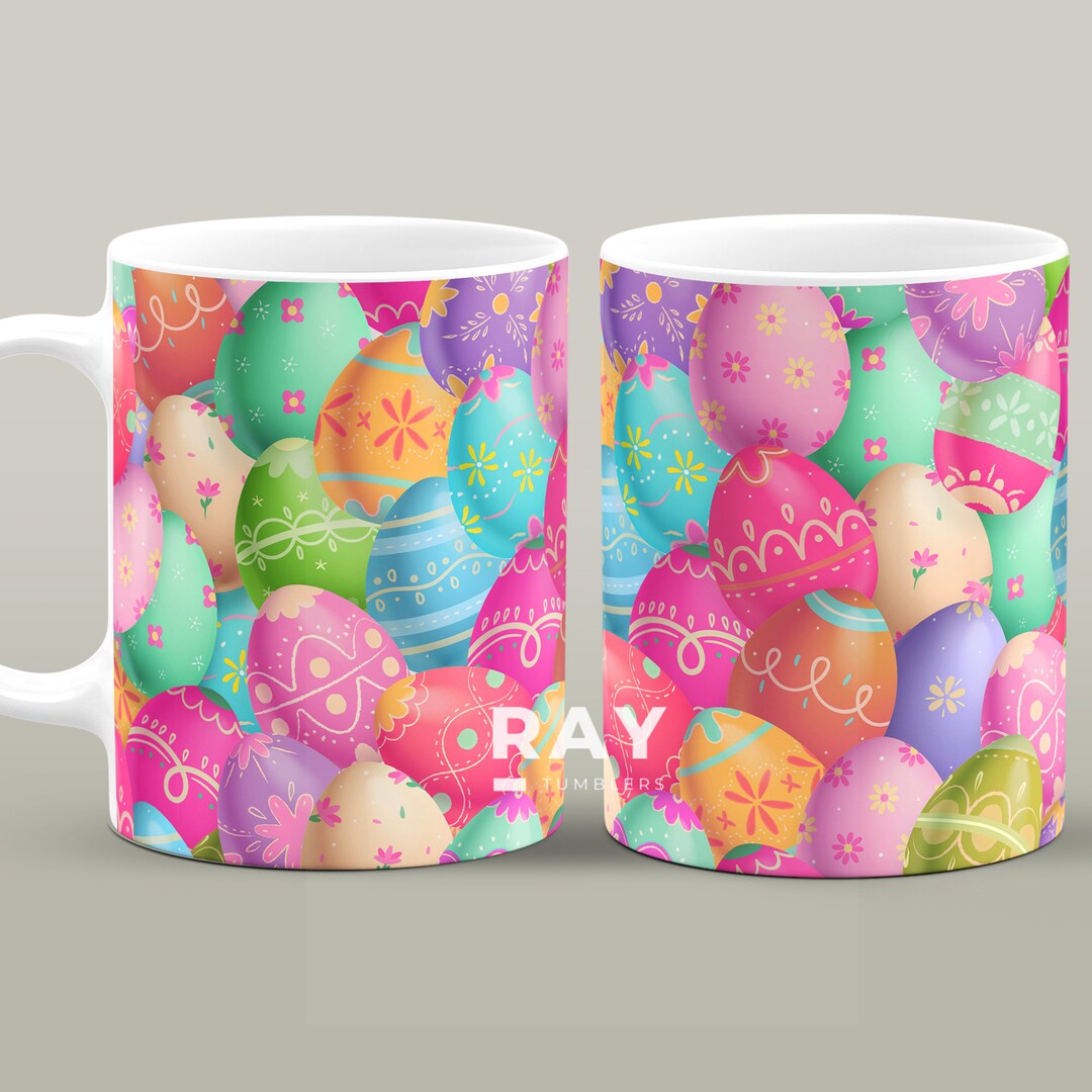 Easter Mug Design, Easter Egg Mug, Colorful Easter Eggs Coffee Mug
