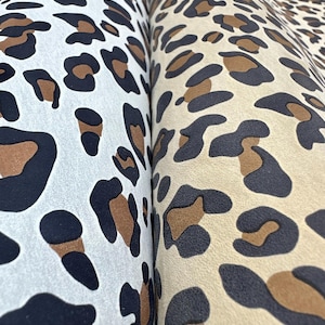 Leopard Print Calfskin Leather Big Grain cow skin Leather Beige & White For Craft DIY
