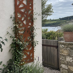 Corten Steel Garden Trellis | Metal Climbing Plant Support | Decorative Garden Screen