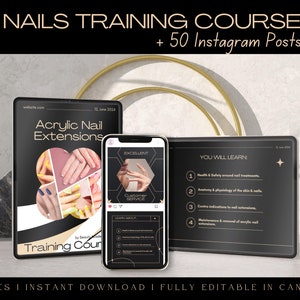 Acrylic Nails Training Course & Posts  | Nail Course E-Book Training Manual | Social media nails courses | DIY Editable nail Course Training