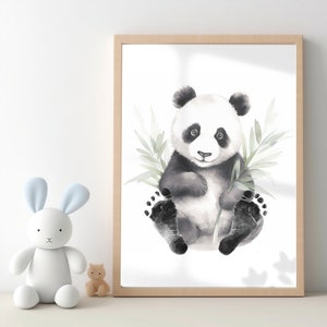 Panda Baby Footprint Kit Christmas |Baby Footprint Gift | Safari Animals Nursery art keepsake | newborn baby present | baby keepsake gift