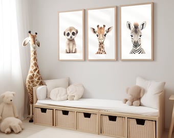 Jungle Animals Nursery Prints | Safari Wall Art (Digital File)