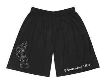 Mourning Riot basketshorts med flammande flasktryck | AOP-tryck över hela kroppen