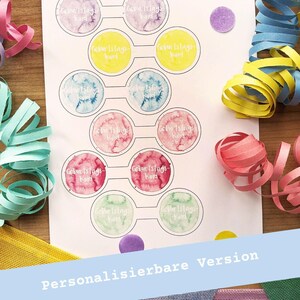 6 Schildchen für Strohhalme Papier Tischdeko Geburtstagsdeko Kindergeburtstag rosa lila pink mint gelb blau personalisierbar