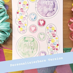 Download: personalizable cake topper birthday | Highlight on every cake / cake for the birthday child children&#39;s birthday colorful