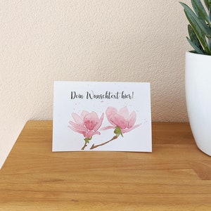 Personalisierbare Grußkarte mit Magnolie Blume Glückwunschkarte mit Wunschtext Geburtstagskarte Personalisiert Eigener Text