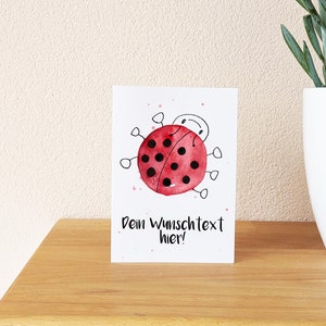Personalisierbare Grußkarte mit Marienkäfer Glückwunschkarte Wunschtext Geburtstagskarte Personalisiert Eigener Text Kawaii